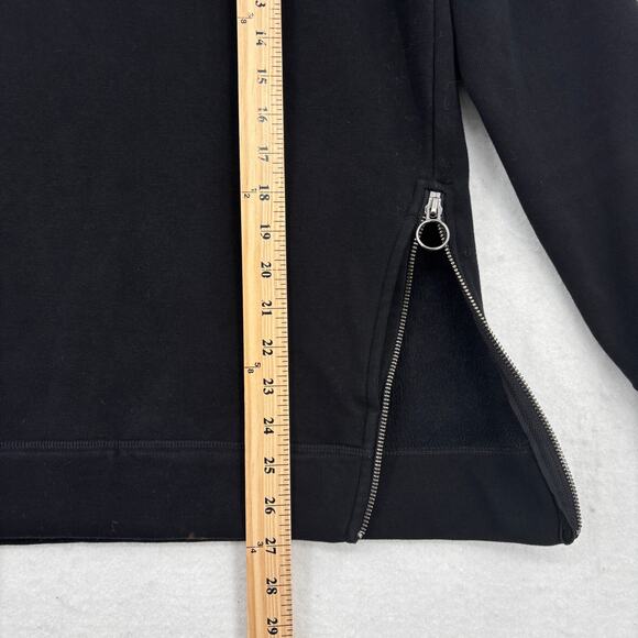 Athleta Sweatshirt Size XS Black Mock Neck Side Hem Zippers Oversized Pockets - Picture 12 of 13